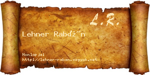 Lehner Rabán névjegykártya